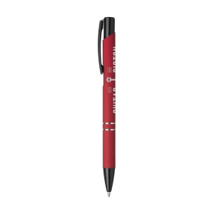 Stylo à encre bleue avec bouton-poussoir/clip et pointe noire, entrelacs chromés et finition antidérapante 31