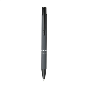 Stylo à encre bleue avec bouton-poussoir/clip et pointe noire, entrelacs chromés et finition antidérapante 14