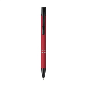 Stylo à encre bleue avec bouton-poussoir/clip et pointe noire, entrelacs chromés et finition antidérapante 15