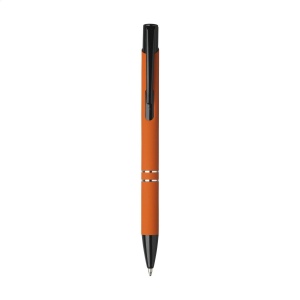 Stylo à encre bleue avec bouton-poussoir/clip et pointe noire, entrelacs chromés et finition antidérapante 17