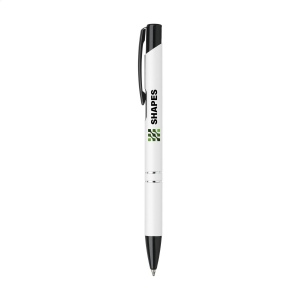 Stylo à encre bleue avec bouton-poussoir/clip et pointe noire, entrelacs chromés et finition antidérapante 18