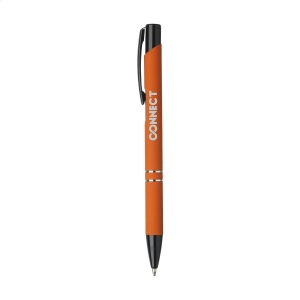 Stylo à encre bleue avec bouton-poussoir/clip et pointe noire, entrelacs chromés et finition antidérapante 9