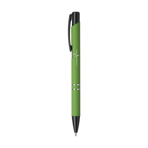 Stylo à encre bleue avec bouton-poussoir/clip et pointe noire, entrelacs chromés et finition antidérapante 3