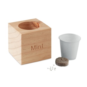 Pot en bois avec graine Menthe - MENTA 3