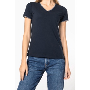 T-shirt maille piquée col V femme 18