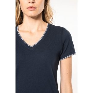 T-shirt maille piquée col V femme 9