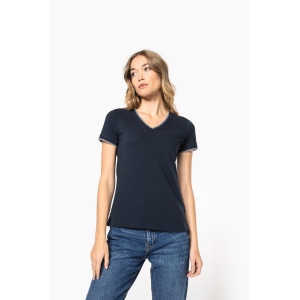 T-shirt maille piquée col V femme 14