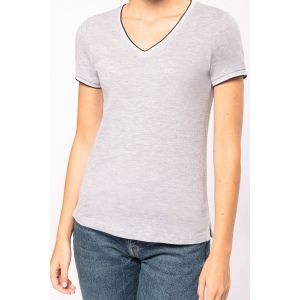 T-shirt maille piquée col V femme 16