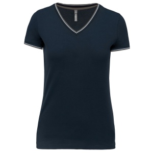 T-shirt maille piquée col V femme 2