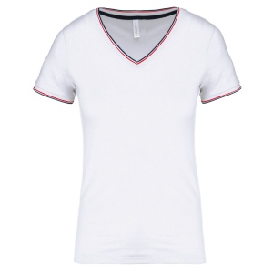 T-shirt maille piquée col V femme 5