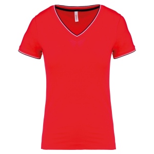 T-shirt maille piquée col V femme 4
