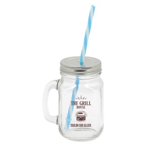 Mason jar 40 cl avec paille (+Tampographie TA11) 2