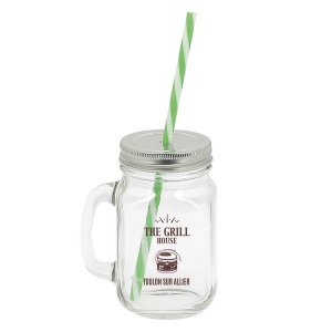 Mason jar 40 cl avec paille (+Tampographie TA11) 4