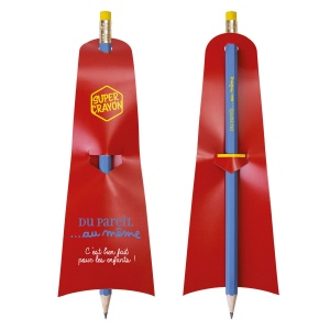 SUPER CRAYON-SUPMAN(+Copie laser 2 faces sur cape + marquage à chaud simple une couleur sur crayon - texte uniquement)