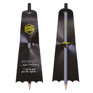 SUPER CRAYON-SUPBAT(+Copie laser 2 faces sur cape + marquage à chaud simple une couleur sur crayon - texte uniquement)