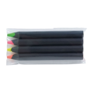 SACHET 4 SURLIGNEURS BLACK 8,7(+Marquage à chaud 360° 1 couleur - marquage identique sur chaque crayon) 2