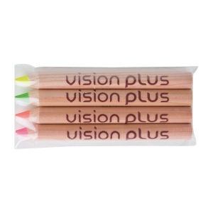 SACHET 4 SURLIGNEURS NAT 8,7cm(+Marquage à chaud 360° 1 couleur - marquage identique sur chaque crayon) 4