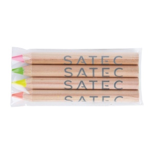 SACHET 4 SURLIGNEURS NAT 8,7cm(+Marquage à chaud 360° 1 couleur - marquage identique sur chaque crayon) 5