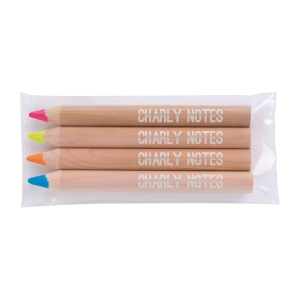 SACHET 4 SURLIGNEURS NAT 8,7cm(+Marquage à chaud 360° 1 couleur - marquage identique sur chaque crayon) 6