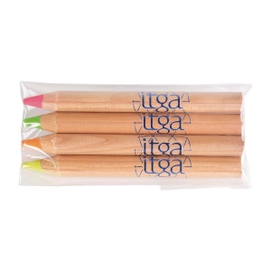 SACHET 4 SURLIGNEURS NAT 8,7cm(+Marquage à chaud 360° 1 couleur - marquage identique sur chaque crayon) 7