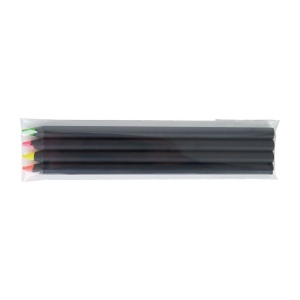 SACHET 4 SURLIGN. BLACK 17,6cm(+Marquage à chaud 360° 1 couleur - marquage identique sur chaque crayon) 3