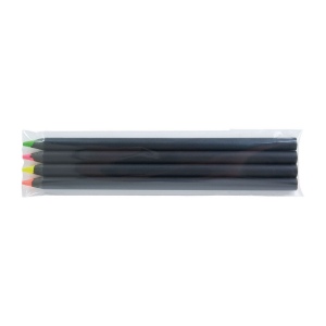 SACHET 4 SURLIGN. BLACK 17,6cm(+Marquage à chaud 360° 1 couleur - grande longueur - identique sur chaque crayon) 2
