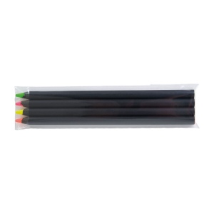 SACHET 4 SURLIGN. BLACK 17,6cm(+Marquage à chaud 360° 1 couleur - grande longueur - identique sur chaque crayon) 4