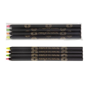 SACHET 4 SURLIGN. BLACK 17,6cm(+Marquage à chaud 360° 1 couleur - grande longueur - identique sur chaque crayon) 7