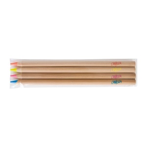 SACHET 4 SURLIGNEURS NAT 17,6(+Marquage à chaud 360° 1 couleur - marquage identique sur chaque crayon) 9