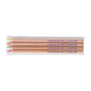 SACHET 4 SURLIGNEURS NAT 17,6(+Marquage à chaud 360° 1 couleur - grande longueur - identique sur chaque crayon) 4