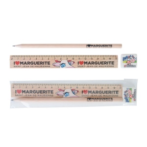 KIT-ECO 3(+Quadri 1 face sur la regle (17x1,3 cm) -  marquage à chaud 360° 1 couleur sur le crayon - quadri sur la gomme (2,2x2,4 cm)) 4