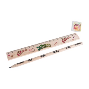 KIT-ECO 3(+Quadri 1 face sur la regle (17x1,3 cm) -  marquage à chaud 360° 1 couleur sur le crayon - quadri sur la gomme (2,2x2,4 cm)) 6