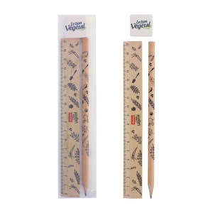 KIT-ECO 3(+Quadri 1 face sur la regle (17x1,3 cm) -  marquage à chaud 360° 1 couleur sur le crayon - quadri sur la gomme (2,2x2,4 cm)) 8