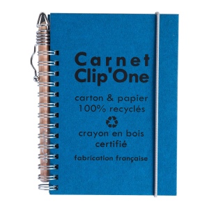 CARNET A6 SANS CRAYON CLIP ONE(+Pas de marquage sur le crayon - marquage à chaud 1 couleur ou en creux sur la couverture recto du carnet)