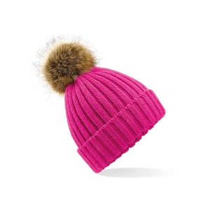 Bonnet epais avec pompon en fausse fourrure 4