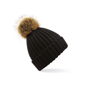 Bonnet epais avec pompon en fausse fourrure 2