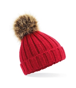 Bonnet epais avec pompon en fausse fourrure 3