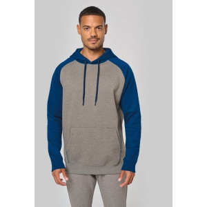 Sweat-shirt à capuche bicolore unisexe