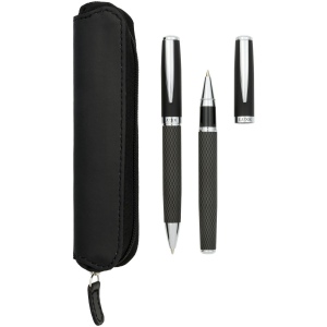 Parure de stylos bille et roller avec étui Carbon (encre noire) 6