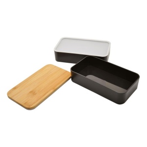 Bento 'Nagano', noir, avec couvercle en bambou 5