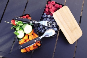 Bento 'Nagano', noir, avec couvercle en bambou 6