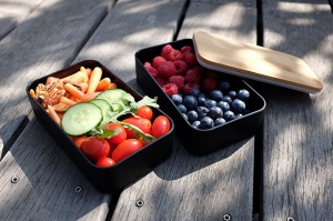 Bento 'Nagano', noir, avec couvercle en bambou 7