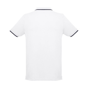 THC ROME WH. Polo en coton bicolore pour homme. Couleur blanche 3