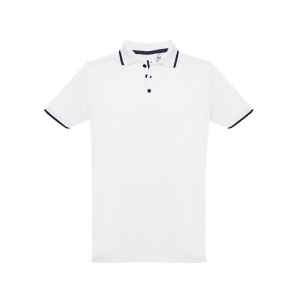THC ROME WH. Polo en coton bicolore pour homme. Couleur blanche 4