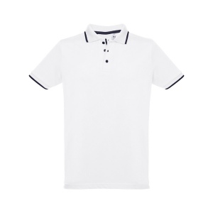 THC ROME WH. Polo en coton bicolore pour homme. Couleur blanche 5