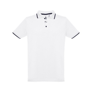 THC ROME WH. Polo en coton bicolore pour homme. Couleur blanche 2