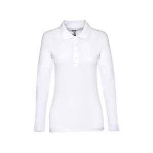 THC BERN WOMEN WH. Polo à manches longues pour femmes en coton cardé 3