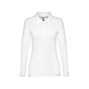 THC BERN WOMEN WH. Polo à manches longues pour femmes en coton cardé 2
