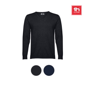 THC MILAN. Pull col V pour homme en coton et polyamide 6