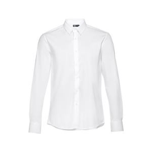 THC PARIS WH. Chemise en popeline à manches longues pour hommes.Couleur blanche 2